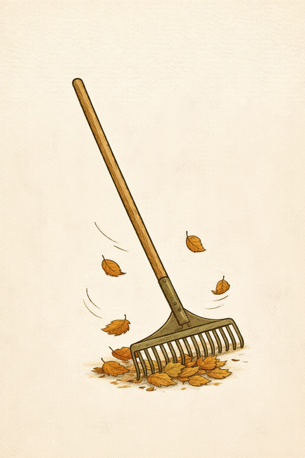 Illustration av kratta och höstlöv